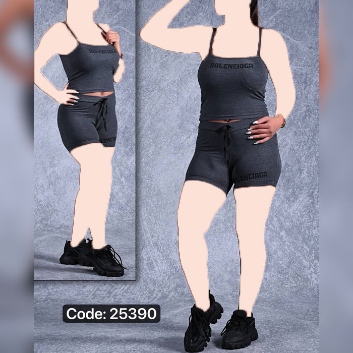 ست کراپ شورتک ام بی فیتنس MB Fitness طرح Balenciaga