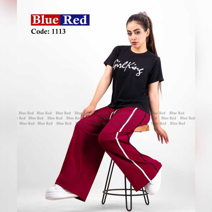ست تیشرت و شلوار بلو رد Blue Red مدل دمپا گشاد