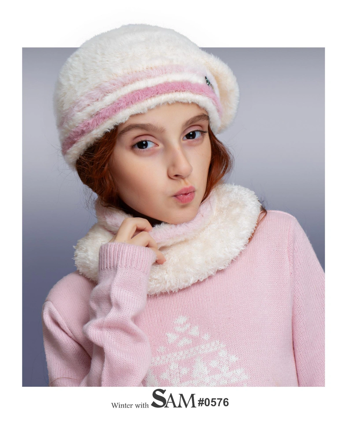 ست کلاه و شال رینگی بافت سام 576