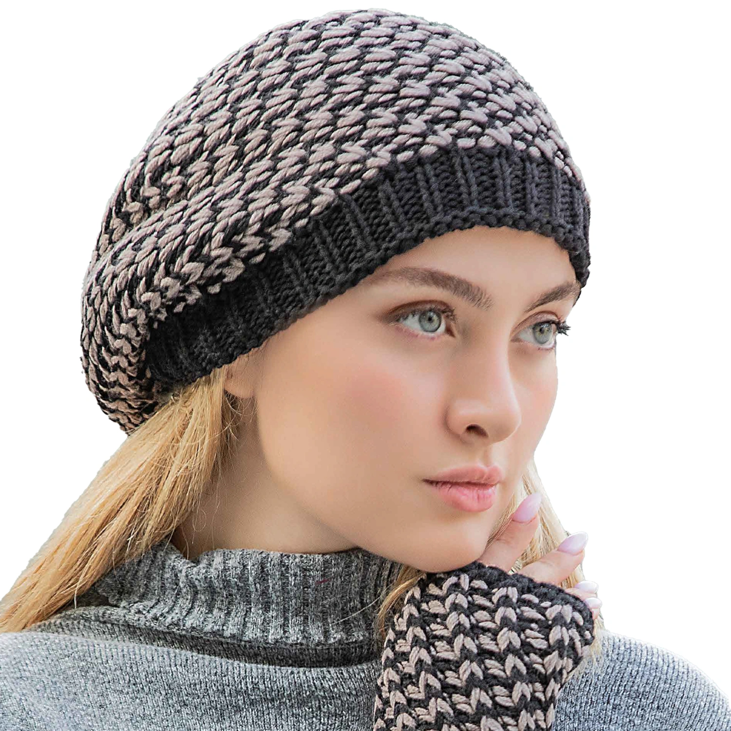 ست دو تیکه  بافت کلاه و دستپوش جودون اندلس Endless