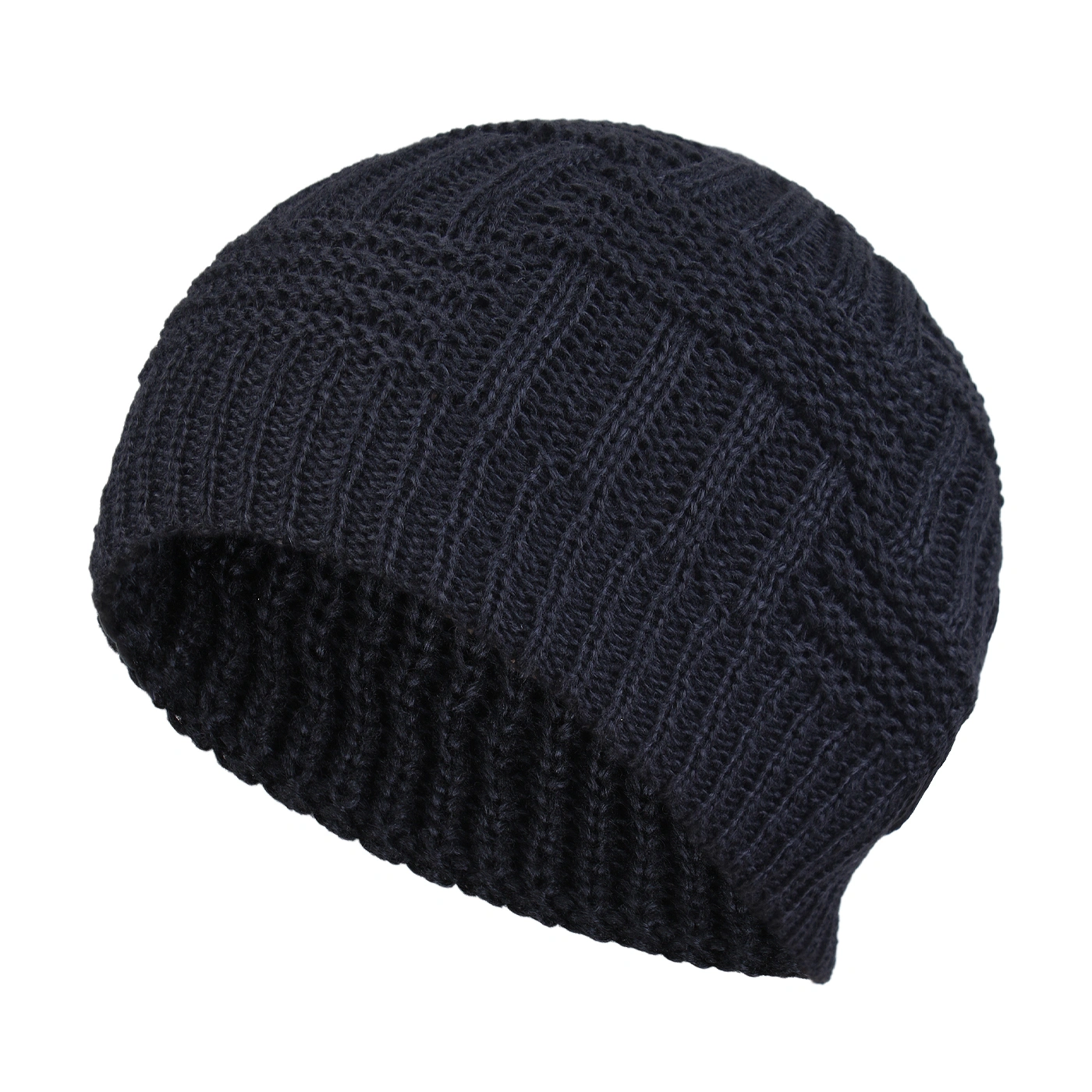 کلاه بافت طرح دار بدون لبه مشکی