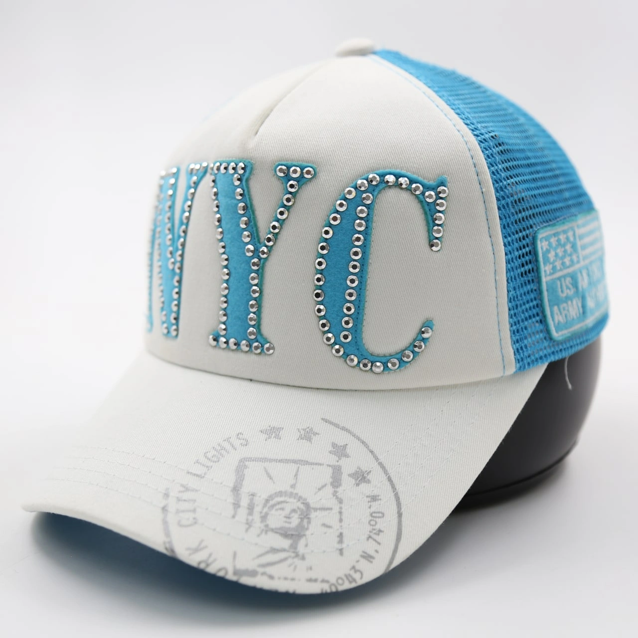 کلاه بیسبالی کتان پشت تورNYC نقاب چاپی